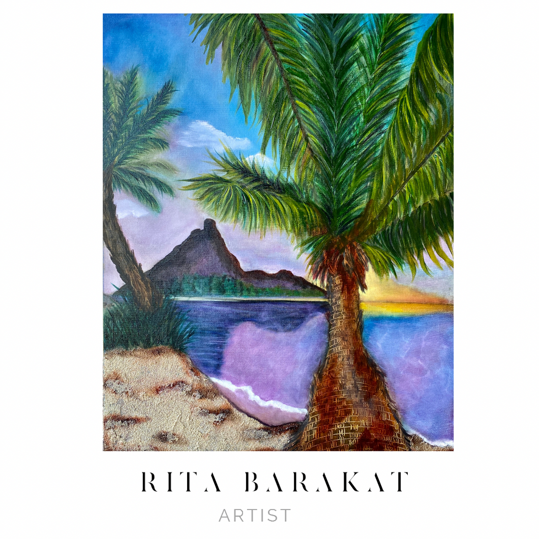 Tropical Shores mixed media original art by Rita Barakat