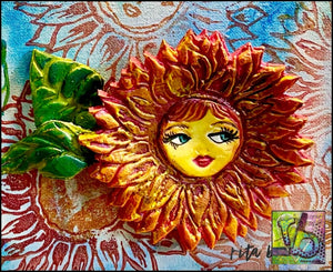 Sunflowers original mixed media art by Rita Barakat