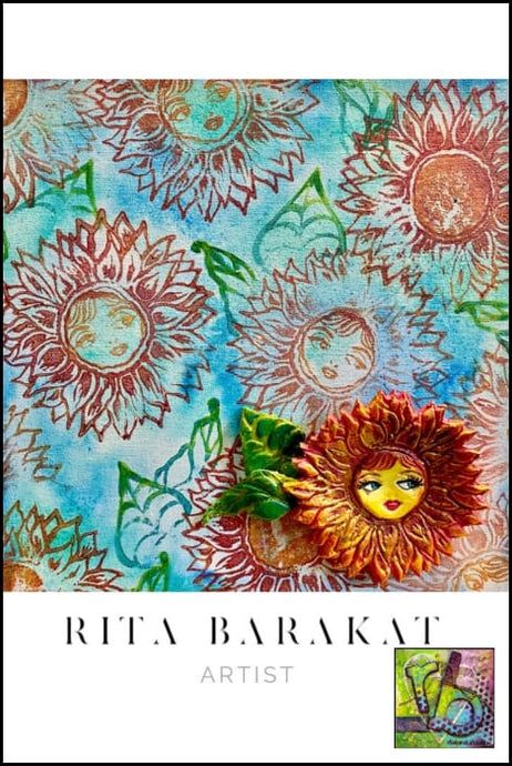 Sunflowers original mixed media art by Rita Barakat