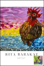 Load image into Gallery viewer, The Rooster Crows original oil painting by Rita Barakat
