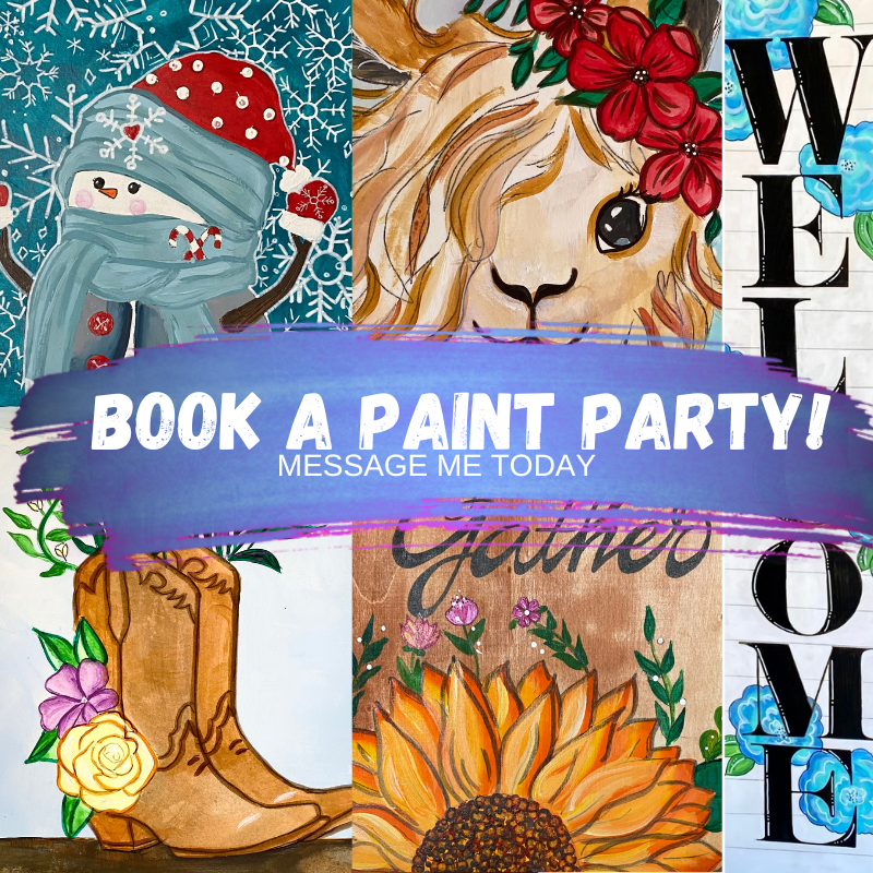 Click here to purchase any Paint Party on Canvas! (not porch leaners) with Rita
