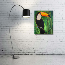 Load image into Gallery viewer, Are you talking to me is an original artwork of a toucan by Rita Barakat
