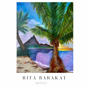 Tropical Shores mixed media original art by Rita Barakat