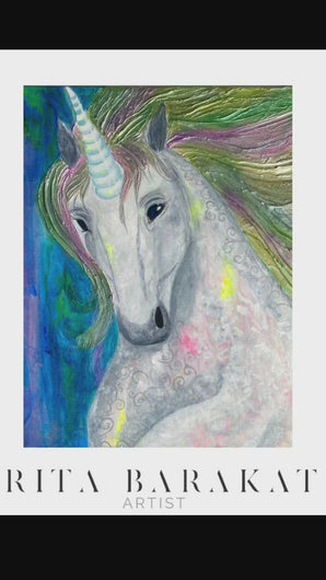 Unicorn painting by Rita Barakat