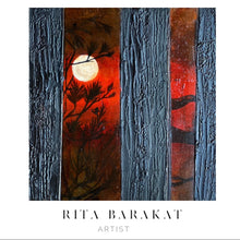 Load image into Gallery viewer, The Crimson Sun original art by Rita Barakat
