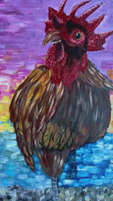 Load and play video in Gallery viewer, The Rooster Crows original oil painting by Rita Barakat
