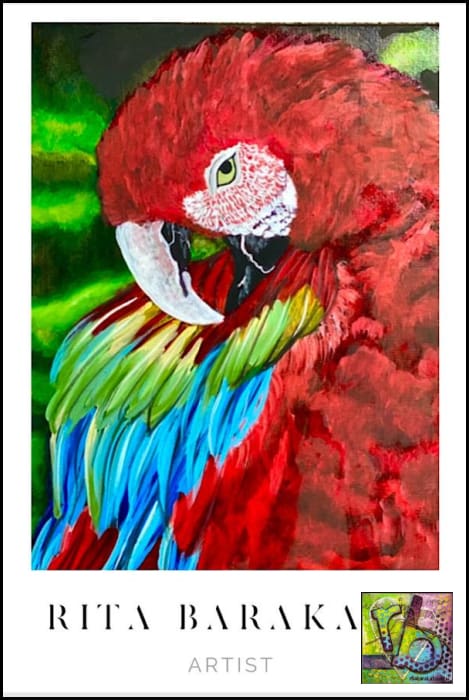 The Great Macaw original oil painting by Rita Barakat